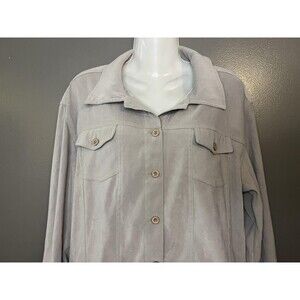 Vintage Marisol Jacket Womens Large Gray Faux Suede Collared Button Front Shirt